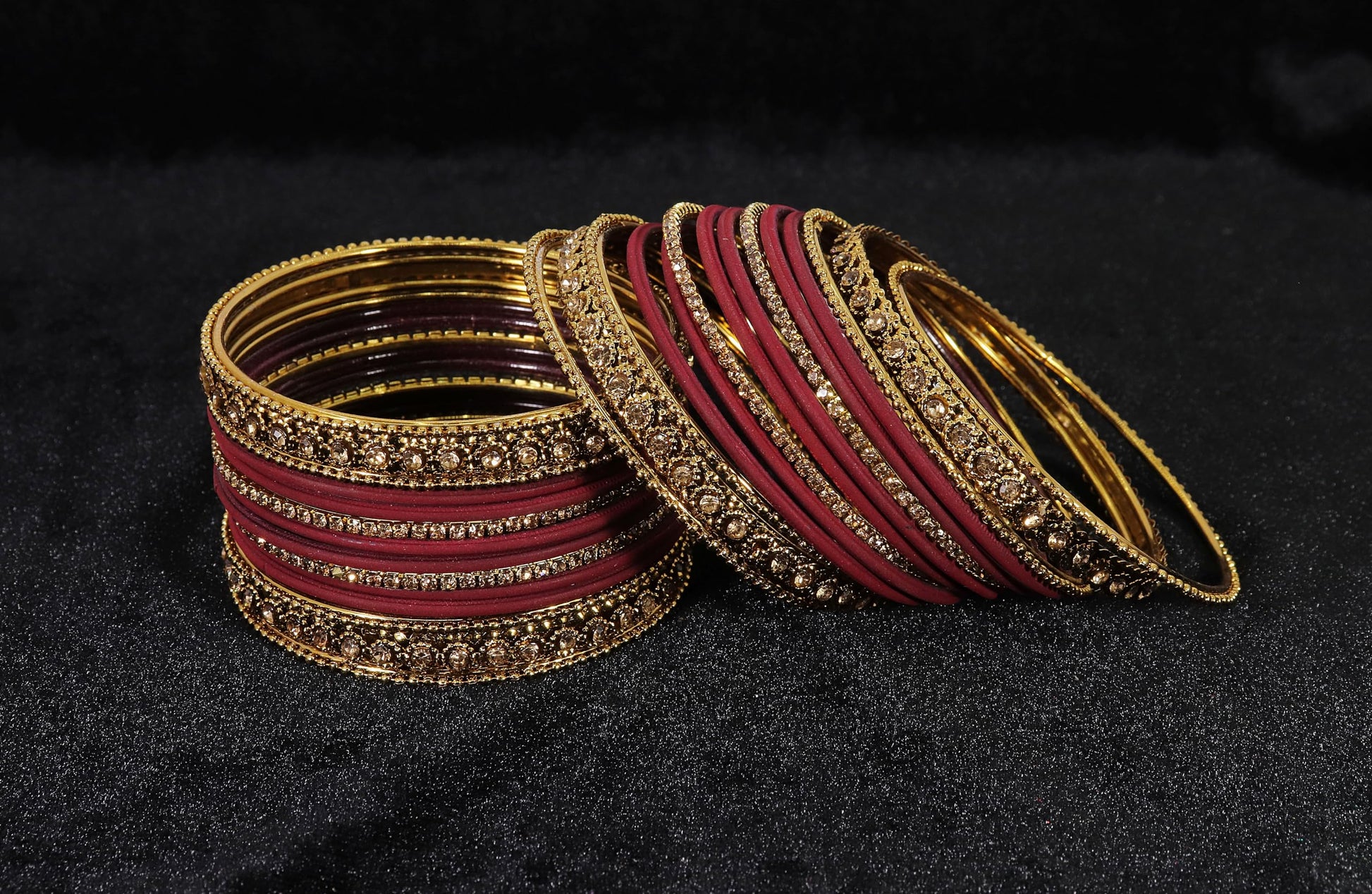 T4 Jewels Metal With Zircon Gemstone Studded Glossy Finished Traditional Bangle set T4 Jewels