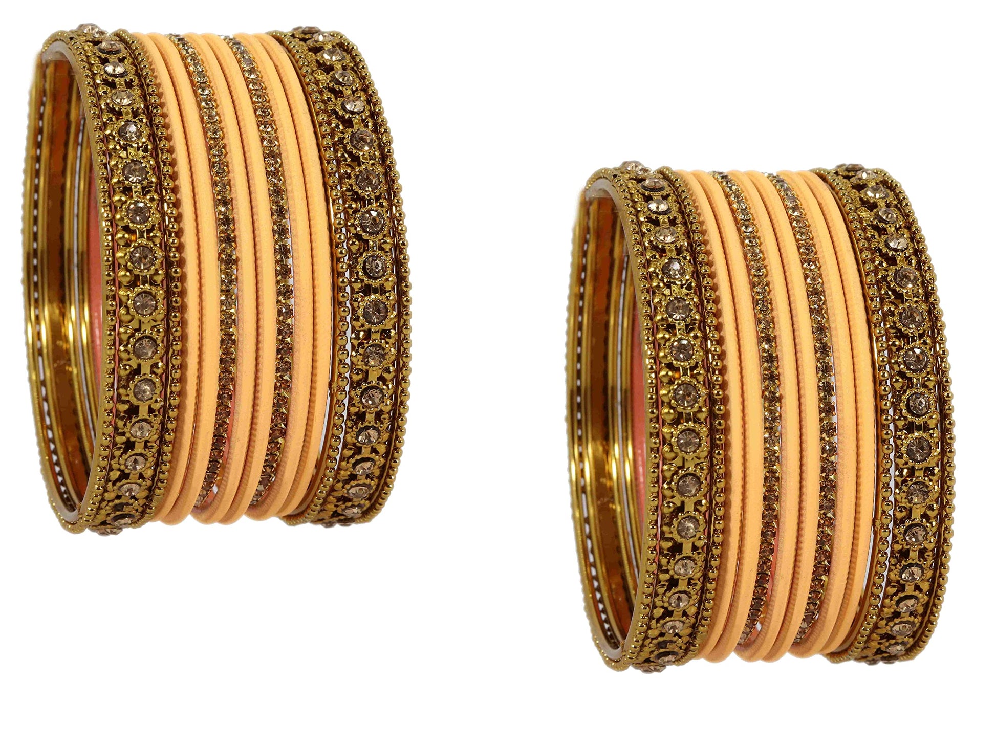 T4 Jewels Metal With Zircon Gemstone Studded Glossy Finished Traditional Bangle set T4 Jewels