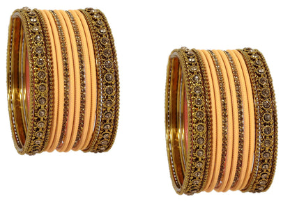 T4 Jewels Metal With Zircon Gemstone Studded Glossy Finished Traditional Bangle set T4 Jewels