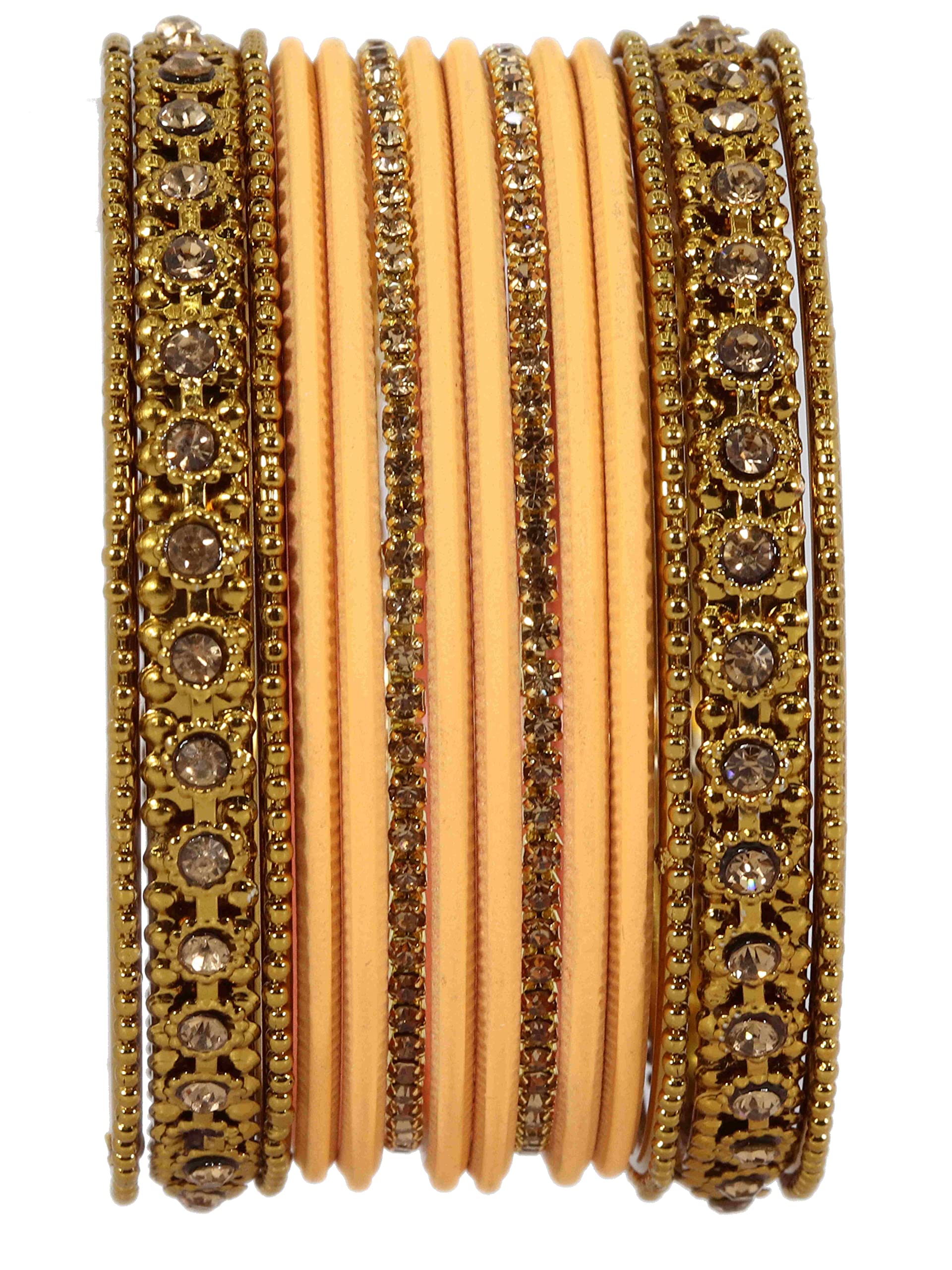 T4 Jewels Metal With Zircon Gemstone Studded Glossy Finished Traditional Bangle set T4 Jewels
