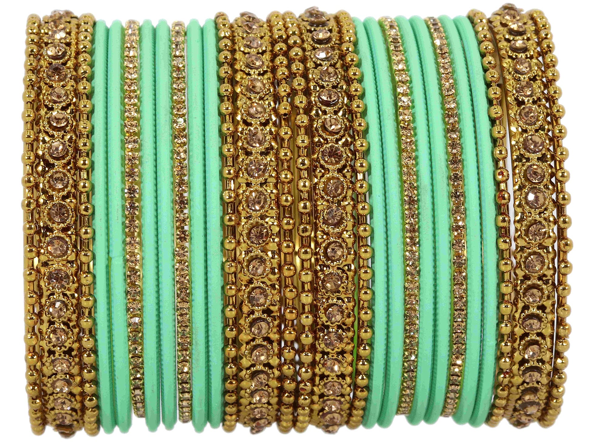 T4 Jewels Metal With Zircon Gemstone Studded Glossy Finished Traditional Bangle set T4 Jewels