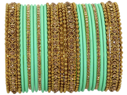 T4 Jewels Metal With Zircon Gemstone Studded Glossy Finished Traditional Bangle set T4 Jewels