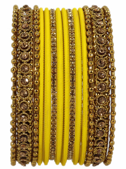 T4 Jewels Metal With Zircon Gemstone Studded Glossy Finished Traditional Bangle set T4 Jewels