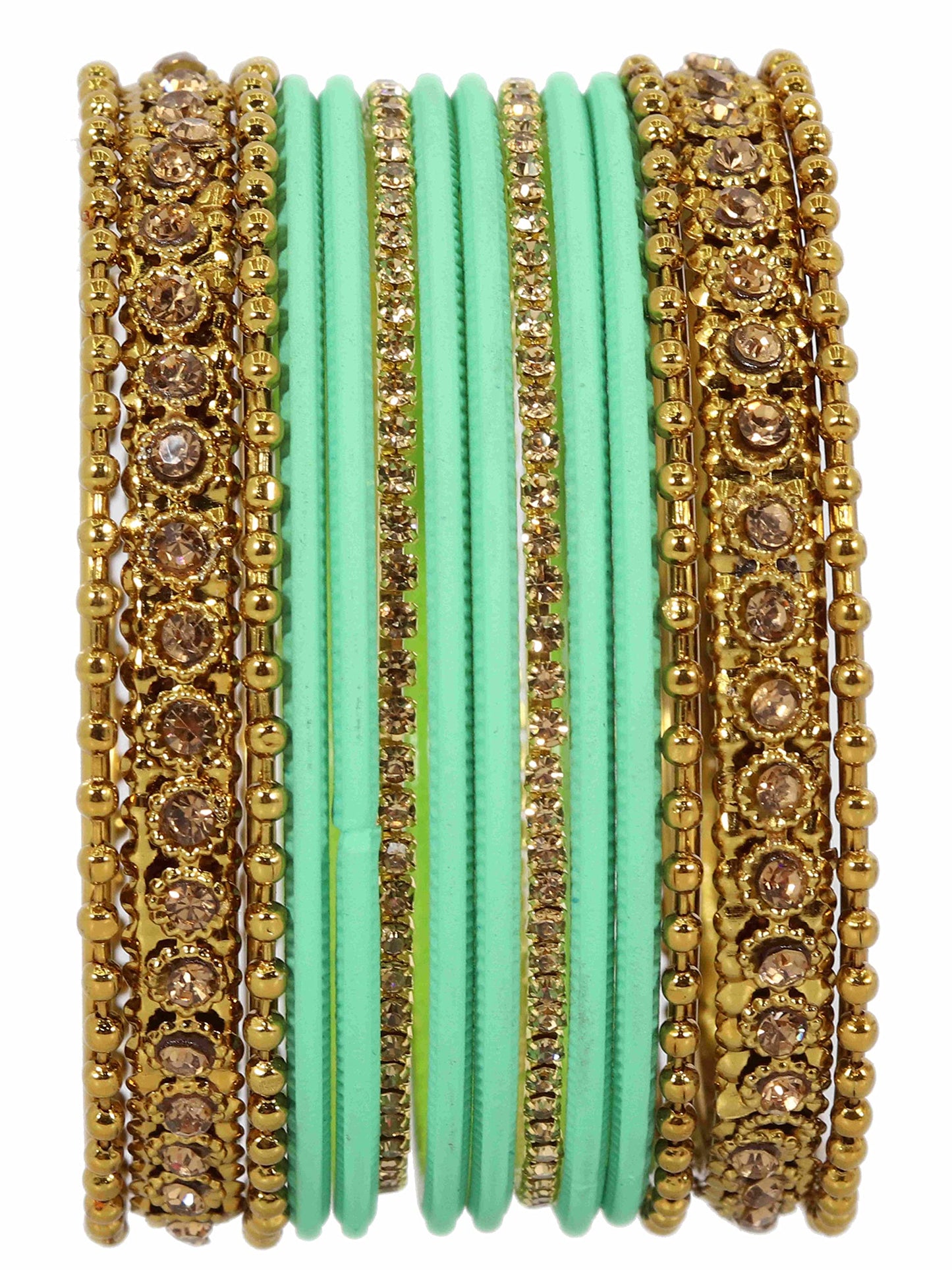 T4 Jewels Metal With Zircon Gemstone Studded Glossy Finished Traditional Bangle set T4 Jewels