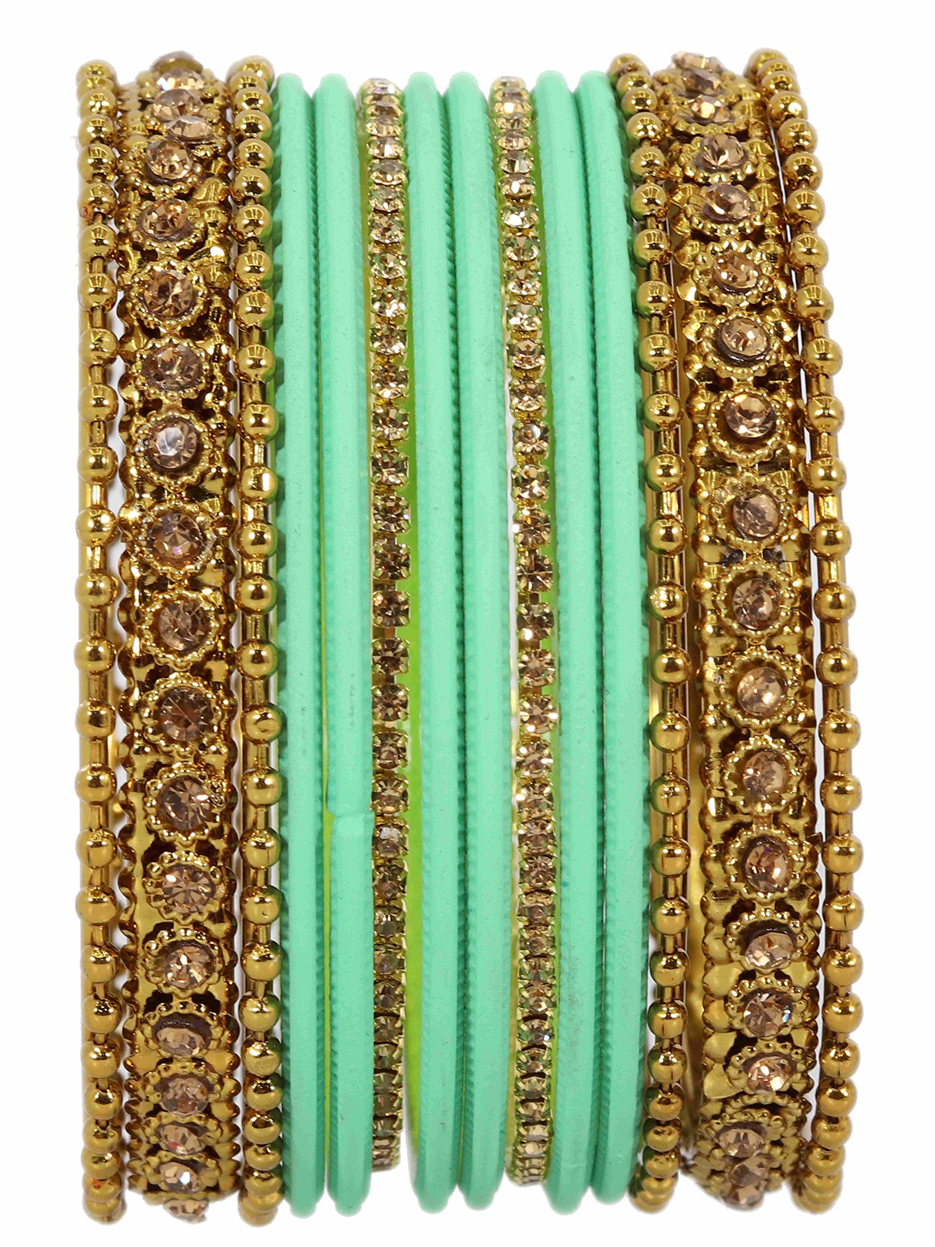 T4 Jewels Metal With Zircon Gemstone Studded Glossy Finished Traditional Bangle set T4 Jewels