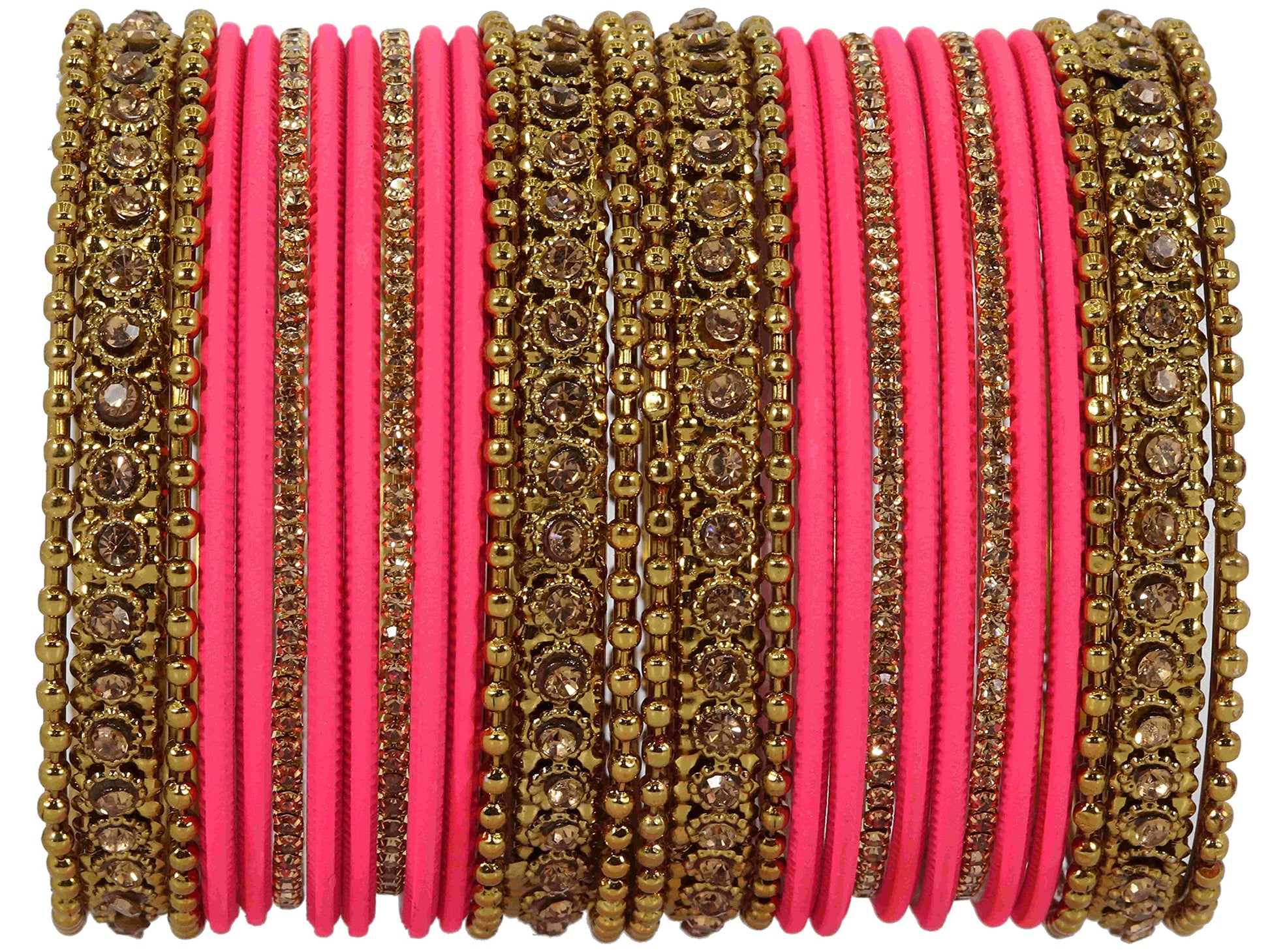 T4 Jewels Metal With Zircon Gemstone Studded Glossy Finished Traditional Bangle set T4 Jewels