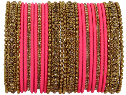 T4 Jewels Metal With Zircon Gemstone Studded Glossy Finished Traditional Bangle set T4 Jewels