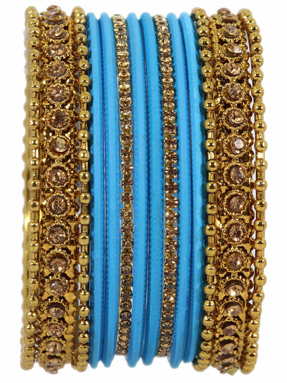 T4 Jewels Metal With Zircon Gemstone Studded Glossy Finished Traditional Bangle set T4 Jewels
