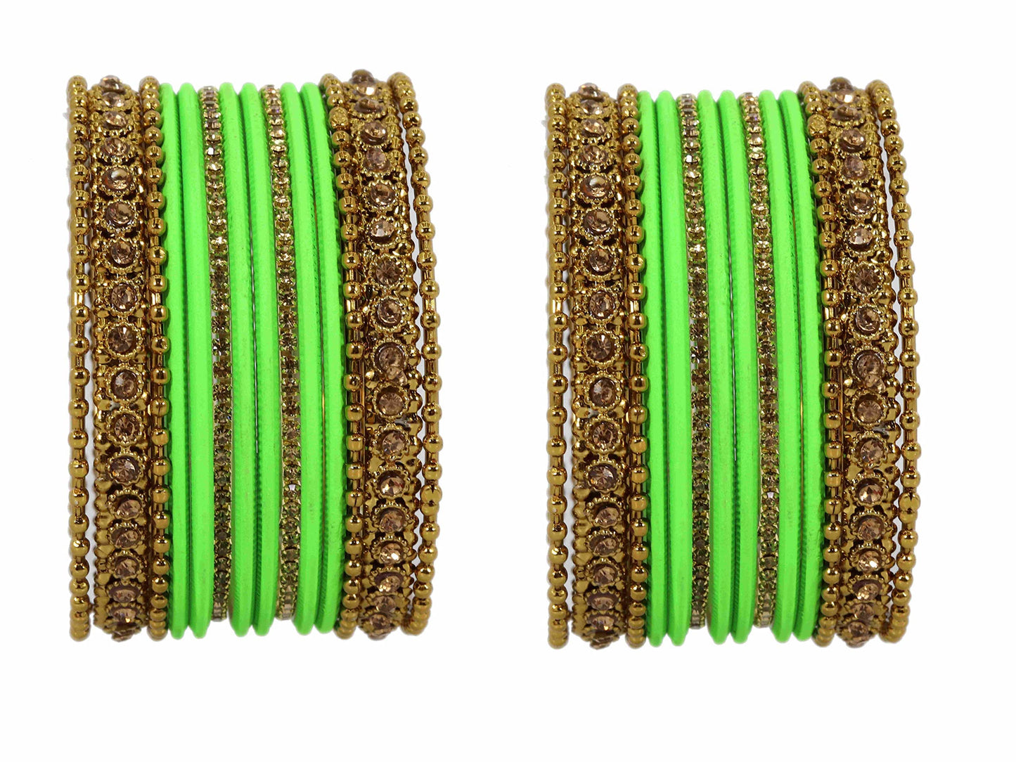 T4 Jewels Metal With Zircon Gemstone Studded Glossy Finished Traditional Bangle set T4 Jewels