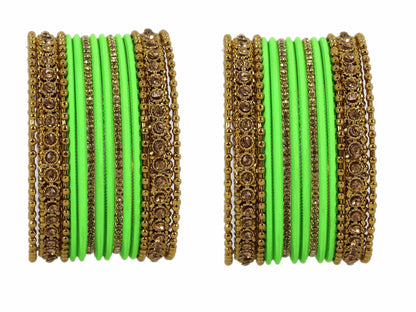 T4 Jewels Metal With Zircon Gemstone Studded Glossy Finished Traditional Bangle set T4 Jewels