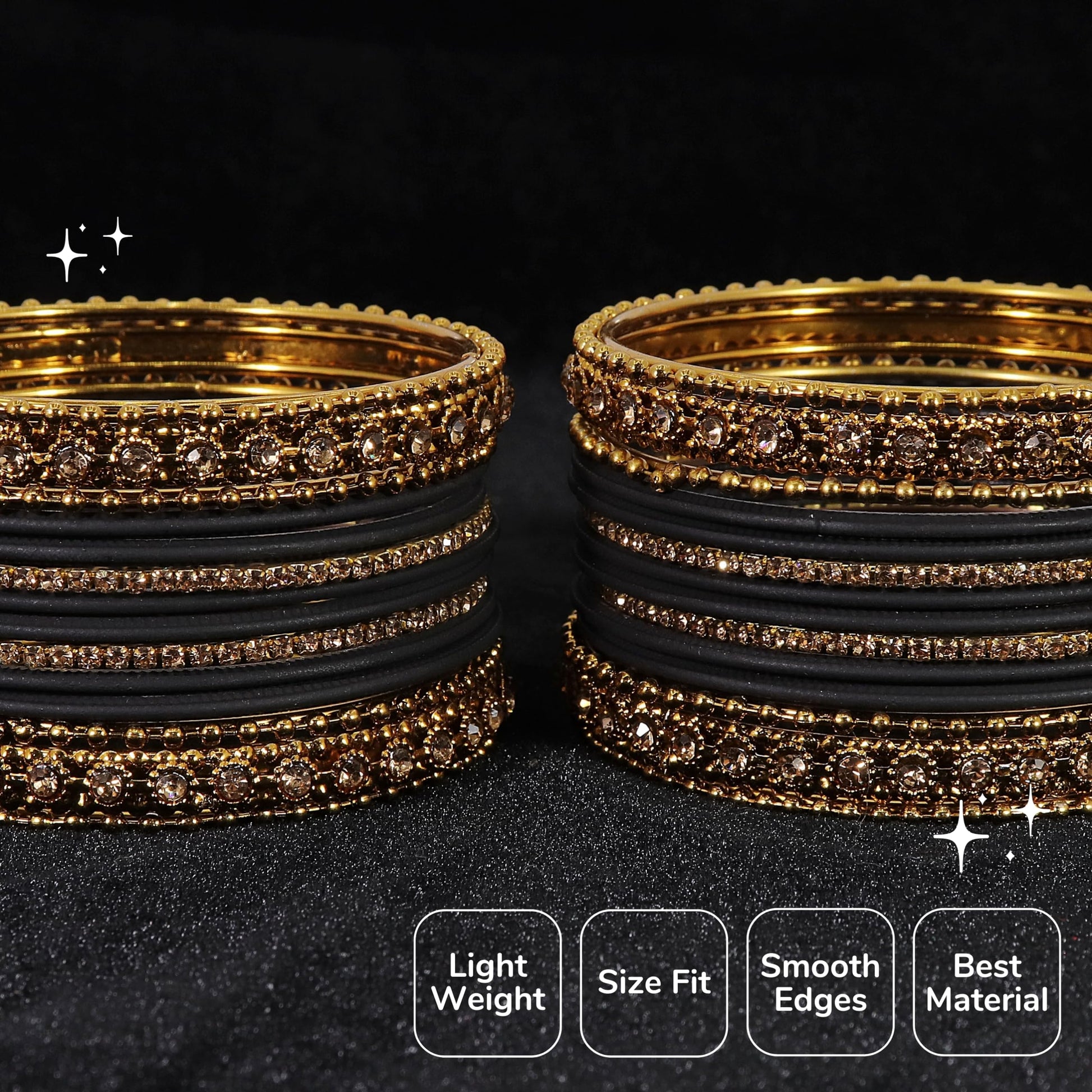 T4 Jewels Metal With Zircon Gemstone Studded Glossy Finished Traditional Bangle set T4 Jewels