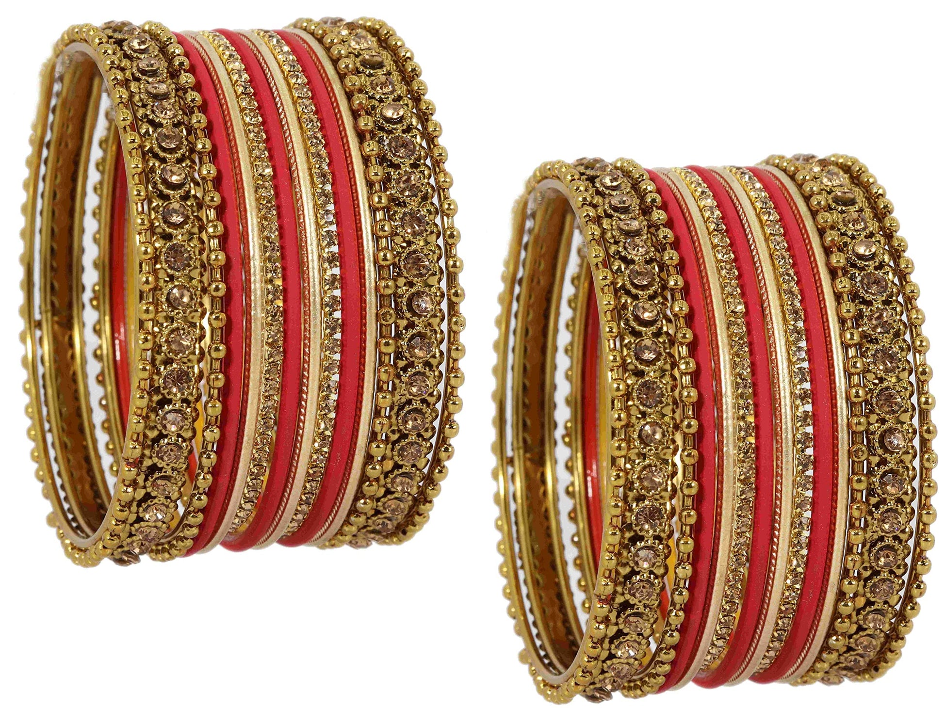T4 Jewels Metal With Zircon Gemstone Studded Glossy Finished Traditional Bangle set T4 Jewels