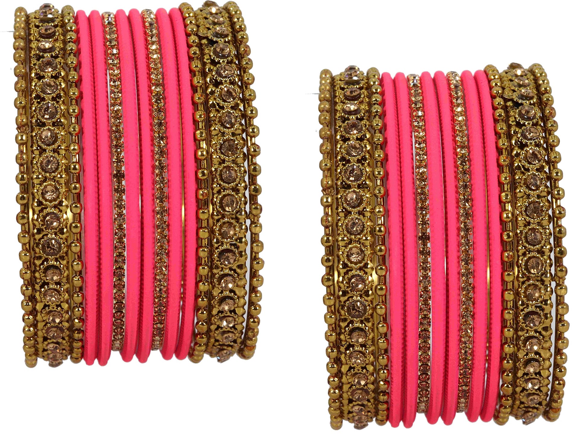 T4 Jewels Metal With Zircon Gemstone Studded Glossy Finished Traditional Bangle set T4 Jewels