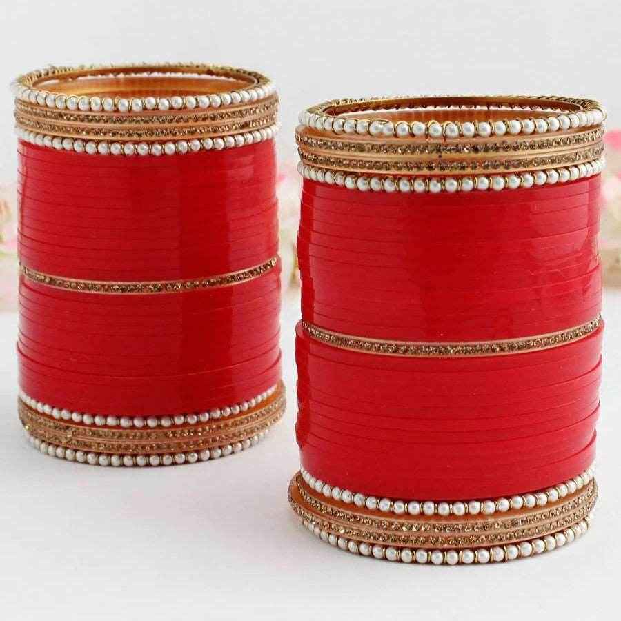 T4 Jewels Red Color Bridal Chuda (CH9Z)