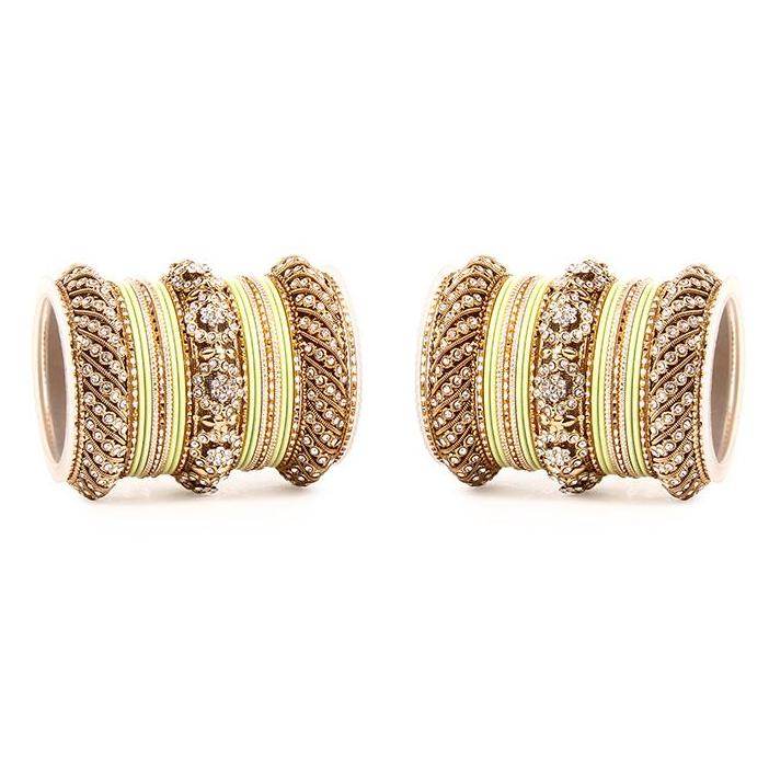 Set of 2 Solid Colored Bangle Set Light Green T4 Jewels