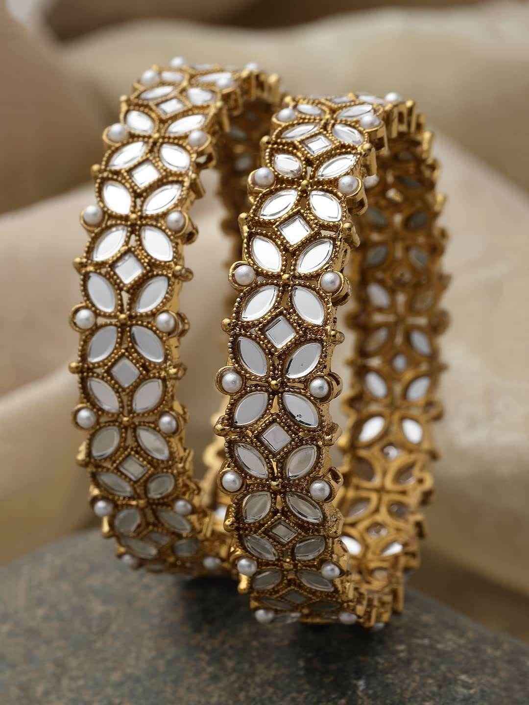 ANATRA Gold Silver Metal Bangles Set