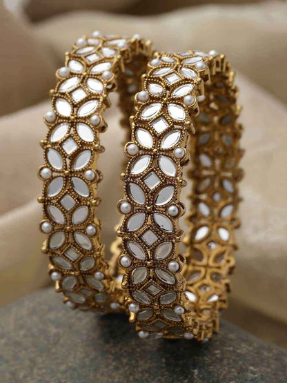 ANATRA Gold Silver Metal Bangles Set