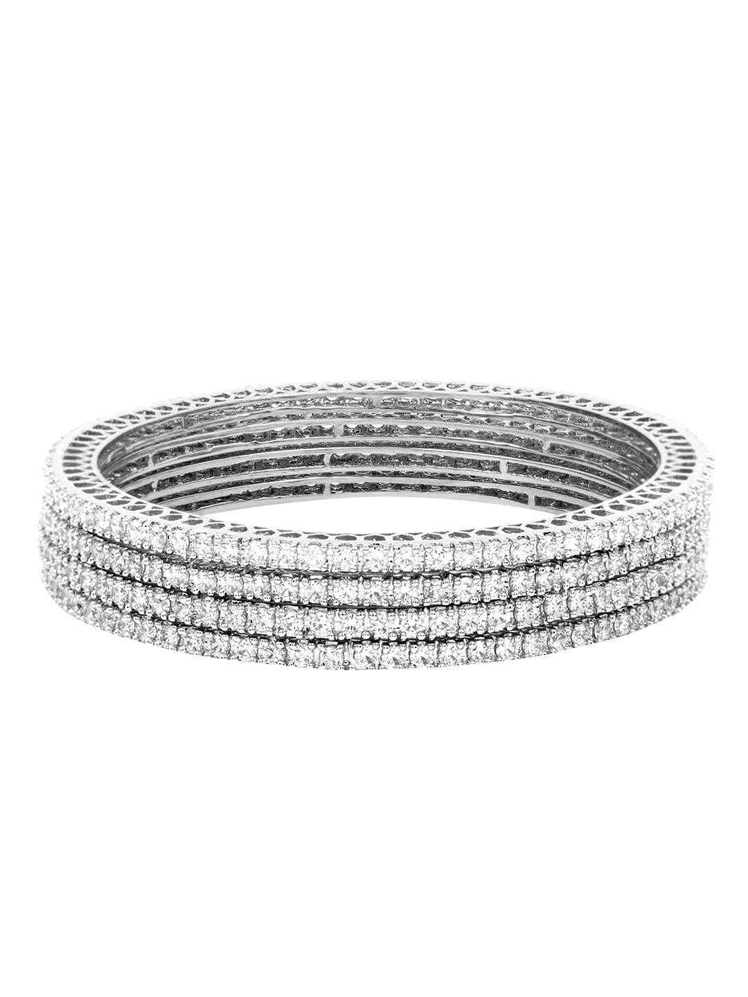 Nisha Silver Finish American Diamond Bangles
