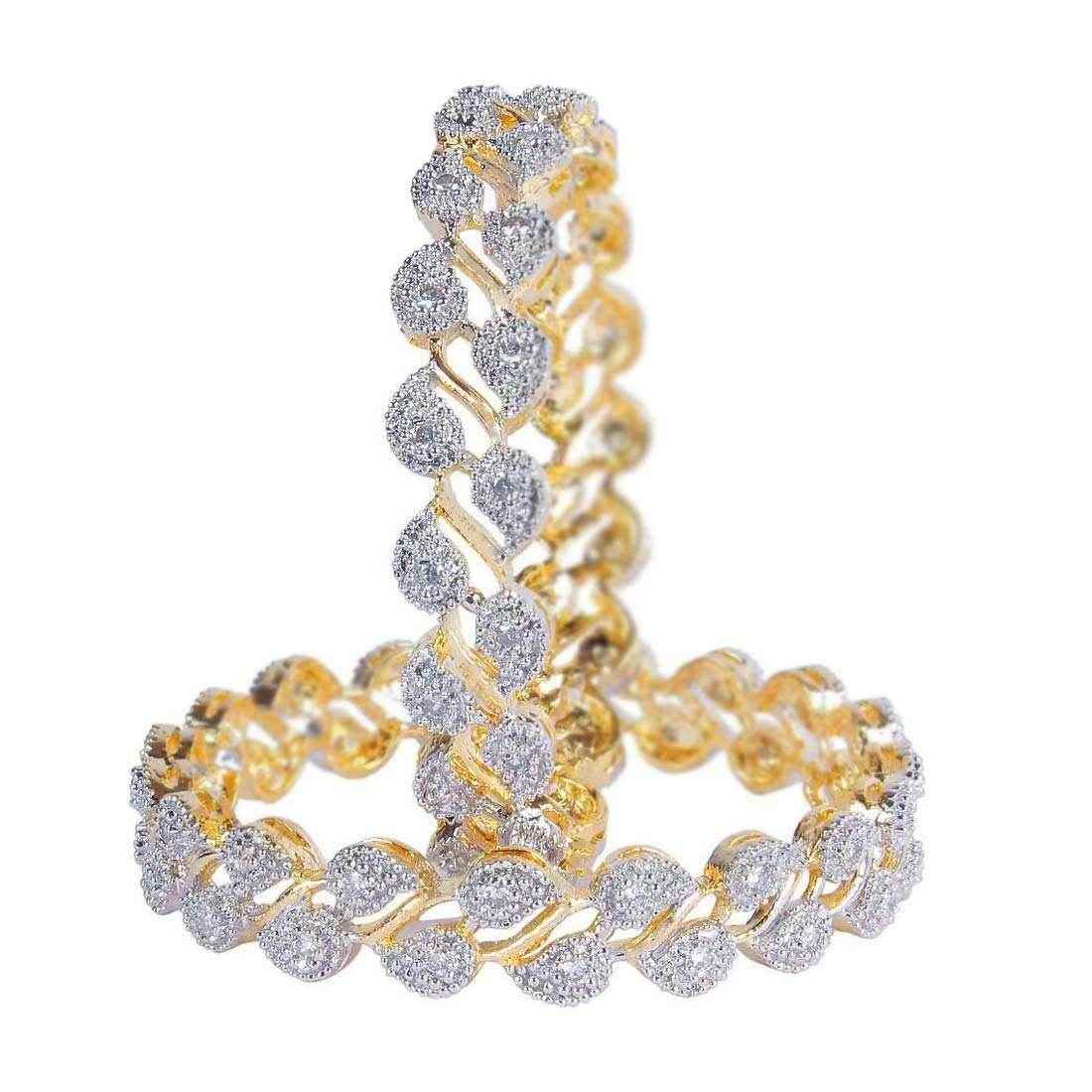 T4 Jewels Gold Plated American Diamond Bangles (AD001) - T4 Jewels