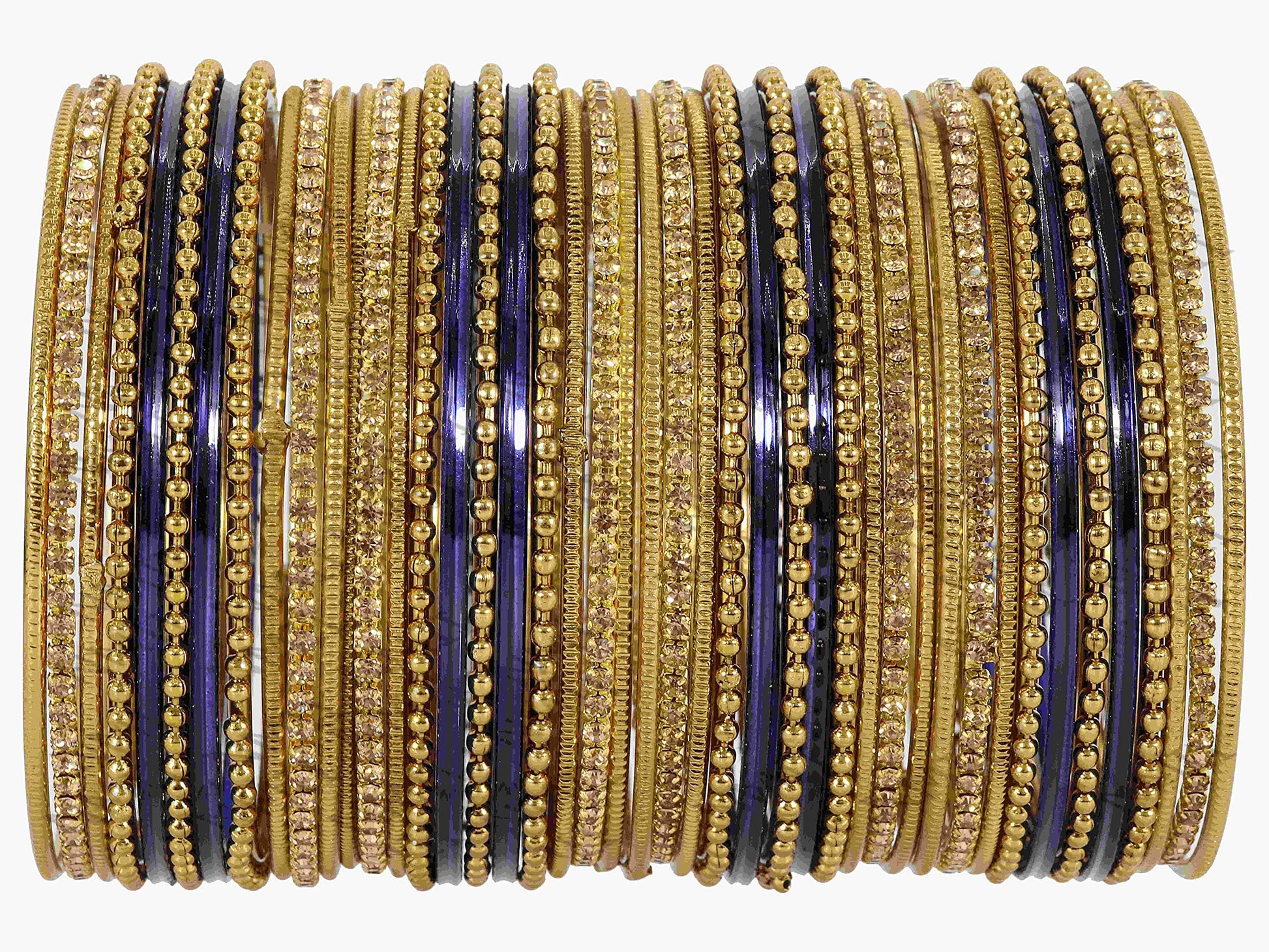 T4 Jewels Non-Precious Metal with Base Metal Zircon Gemstone Studded Glossy Finished Ballchain Linked Gold Plated Cutting Pattern Bangle set for Women and Girls T4 Jewels