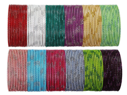 T4 Jewels Stylish Multi colour Metal Bangles set| Fancy Multicolour Bangles for women | Metal Chudi Set For Women | Women's Bangles Multicolour-P15 T4 Jewels