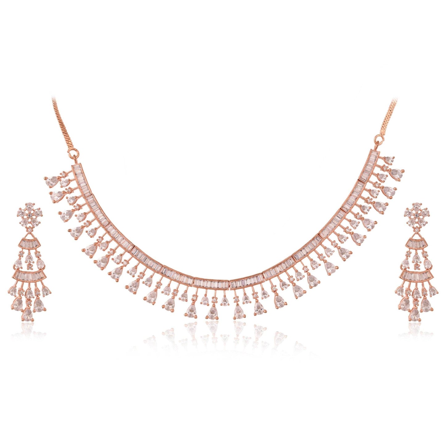 Designer CZ Necklace Set for Women - Refined and Modern Luxury T4 Jewels