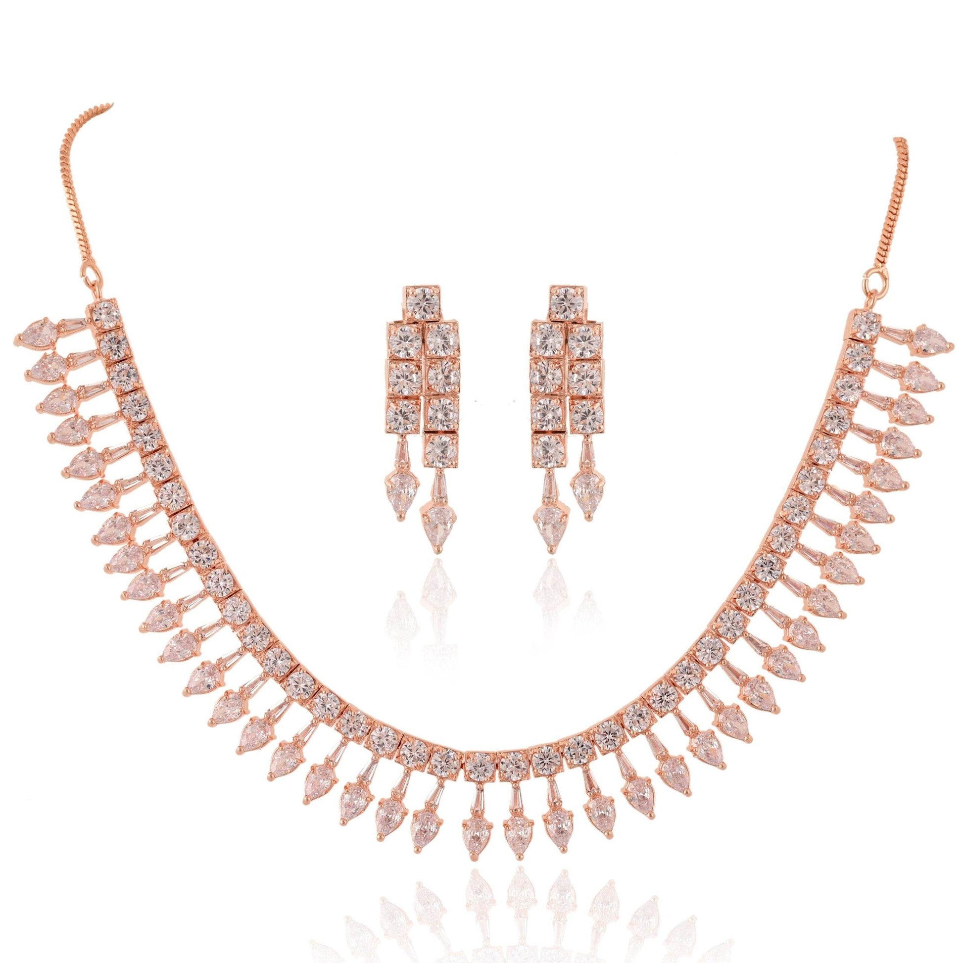 Delicate Handmade CZ Necklace Set - A Touch of Glamour - T4 Jewels