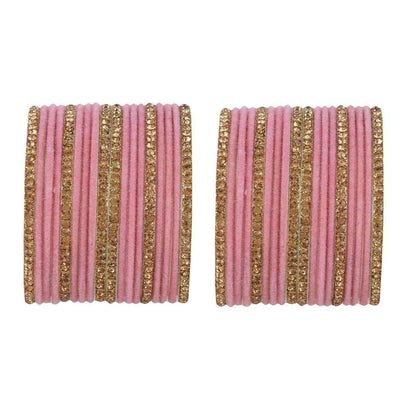 T4 Jewels Velvet Bangle Set With Golden Bangles-69