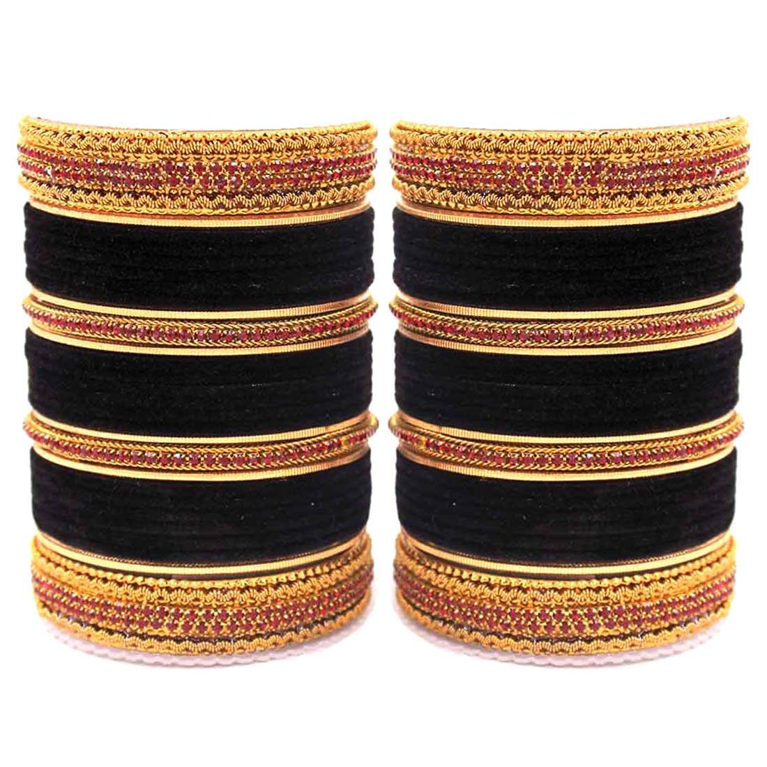 Traditional Brass based Bangle set by T4 Jewels for Both Hands Black T4 Jewels