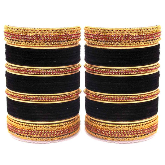 Traditional Brass based Bangle set by T4 Jewels for Both Hands Black T4 Jewels