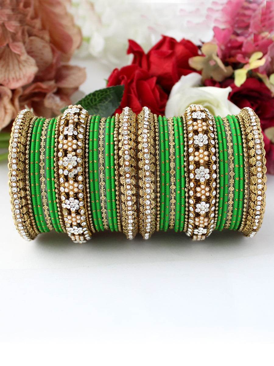 Mauli Bangle Set (White) Green 2.4 T4 Jewels