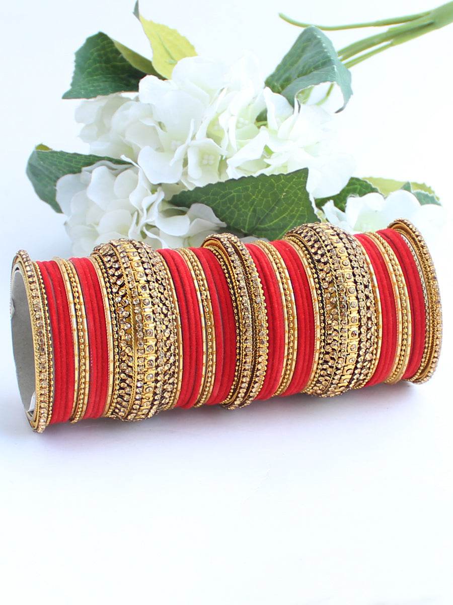 Maryam Bangle Set Red T4 Jewels