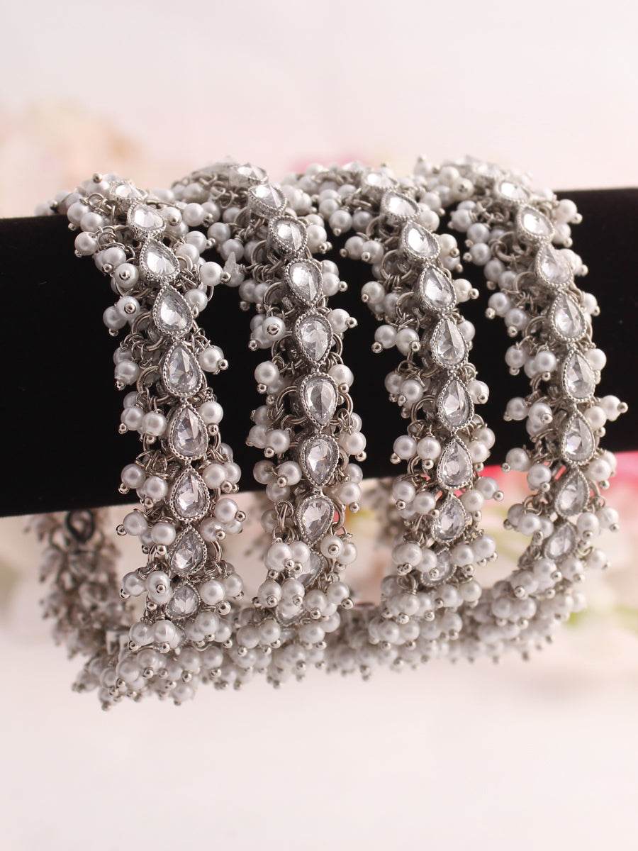 Kayra Bangle Set Silver White T4 Jewels