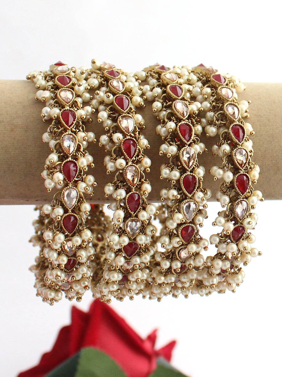 Kayra Bangle Set Golden Maroon 2.1O T4 Jewels