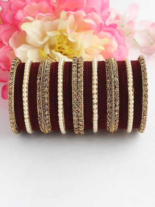 Ramsha Bangle Set Maroon T4 Jewels
