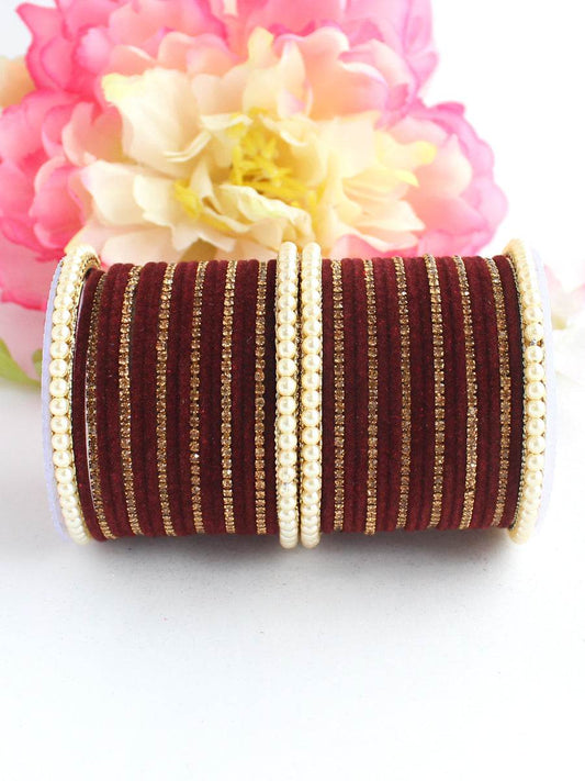 Jaanvi Bangle Set Maroon 2.1O T4 Jewels