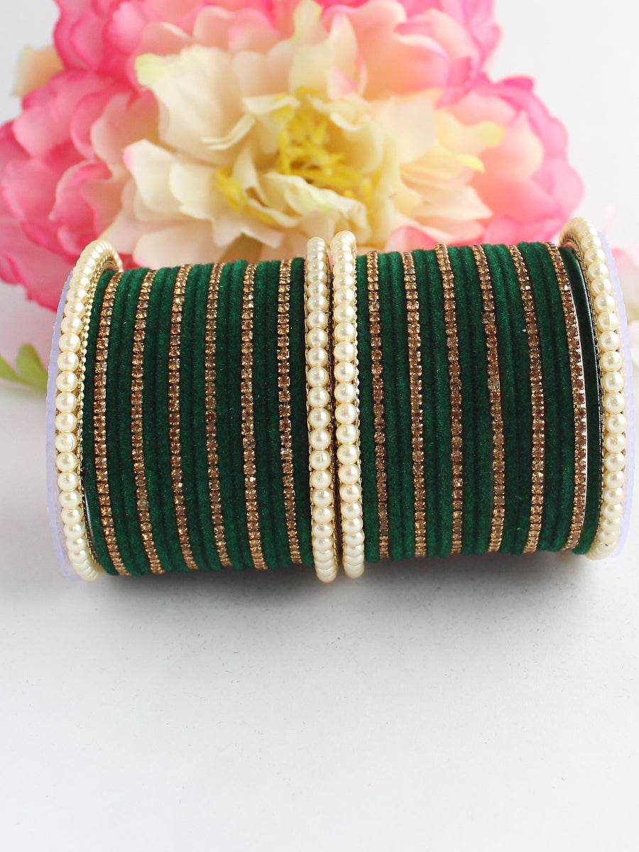 Jaanvi Bangle Set Green T4 Jewels