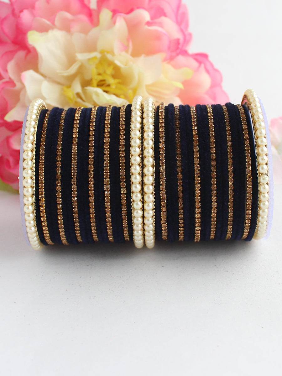 Jaanvi Bangle Set Navy Blue T4 Jewels