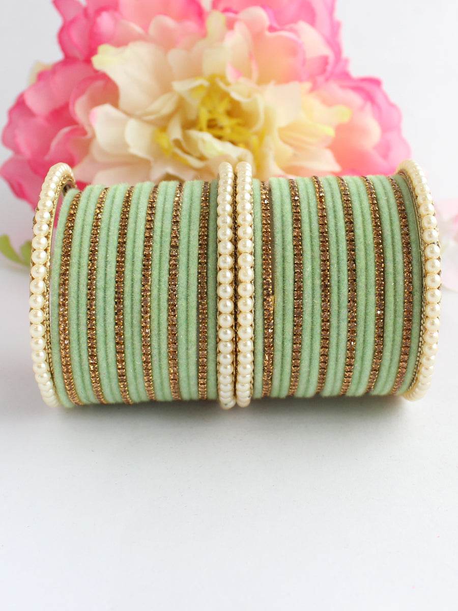 Jaanvi Bangle Set Mint Green T4 Jewels
