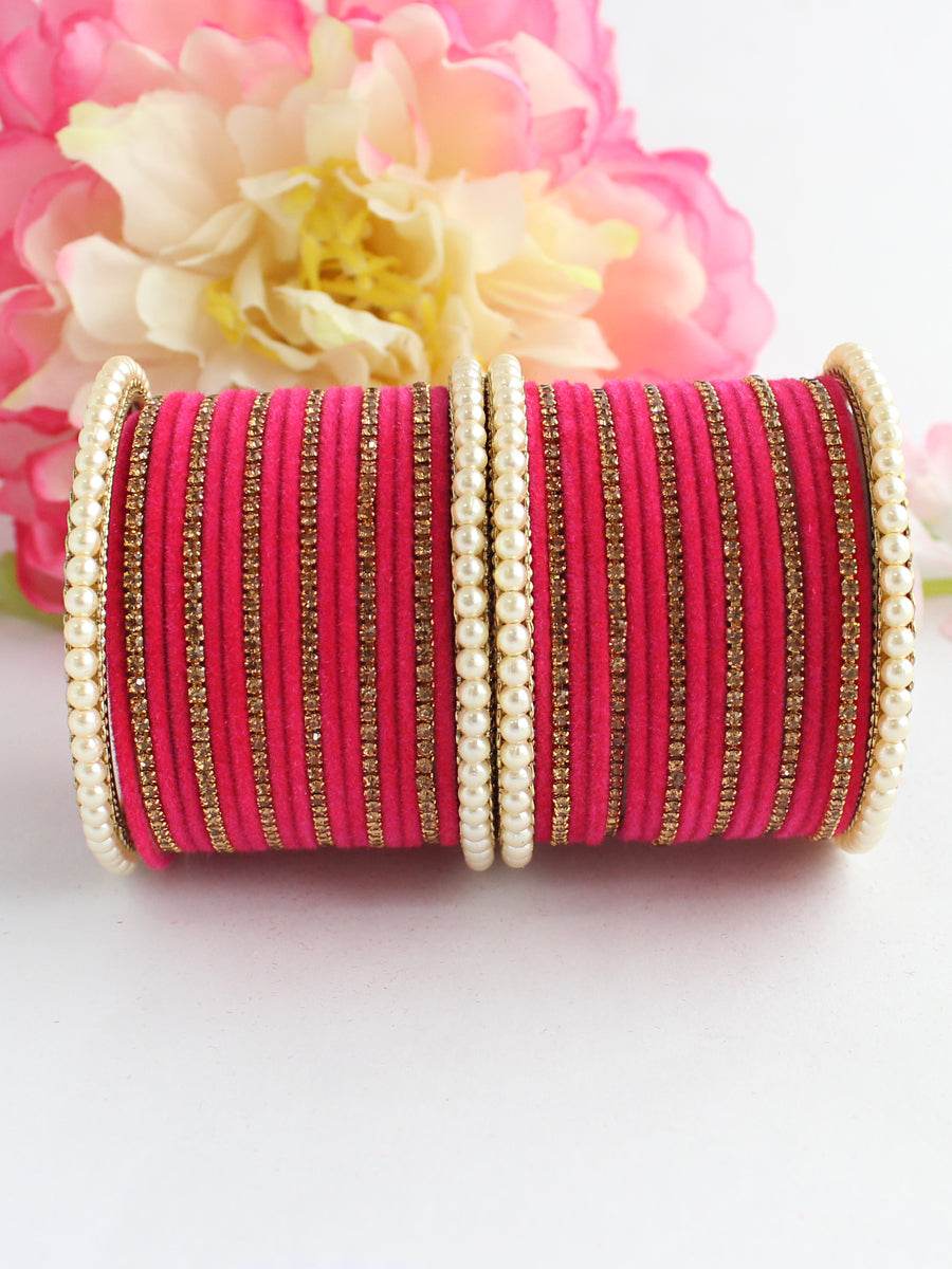 Jaanvi Bangle Set Hot Pink T4 Jewels