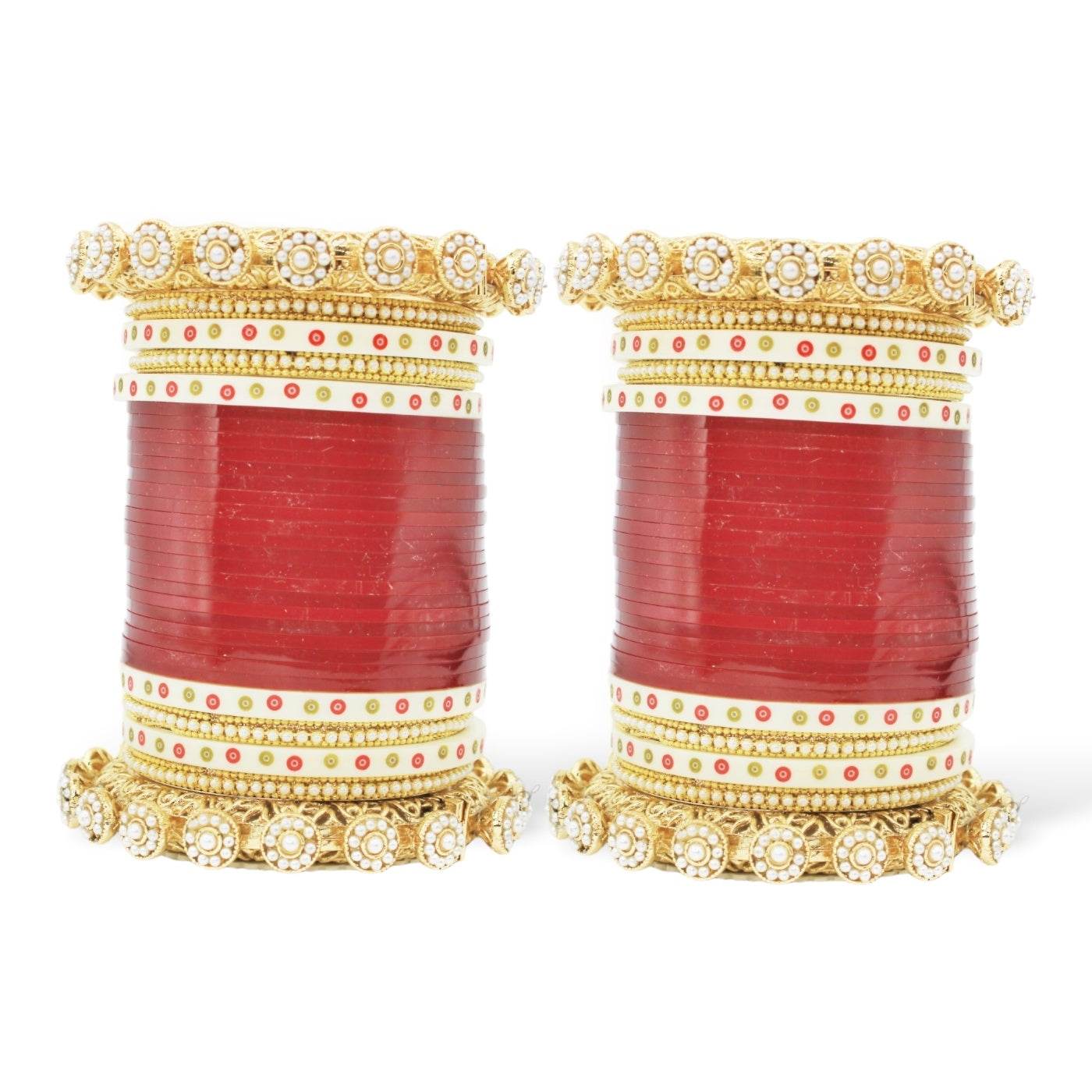 Bridal Chura with Pastel Colours and Pacheli Rajwada Kada Maroon T4 Jewels