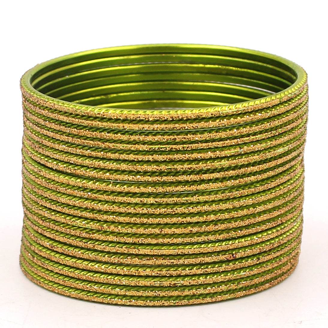 Set of 24 Shining Bangles with Golden Glitter Layering by T4 Jewels Mehandi T4 Jewels