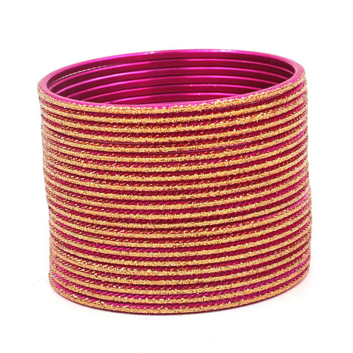 Set of 24 Shining Bangles with Golden Glitter Layering by T4 Jewels Rani T4 Jewels