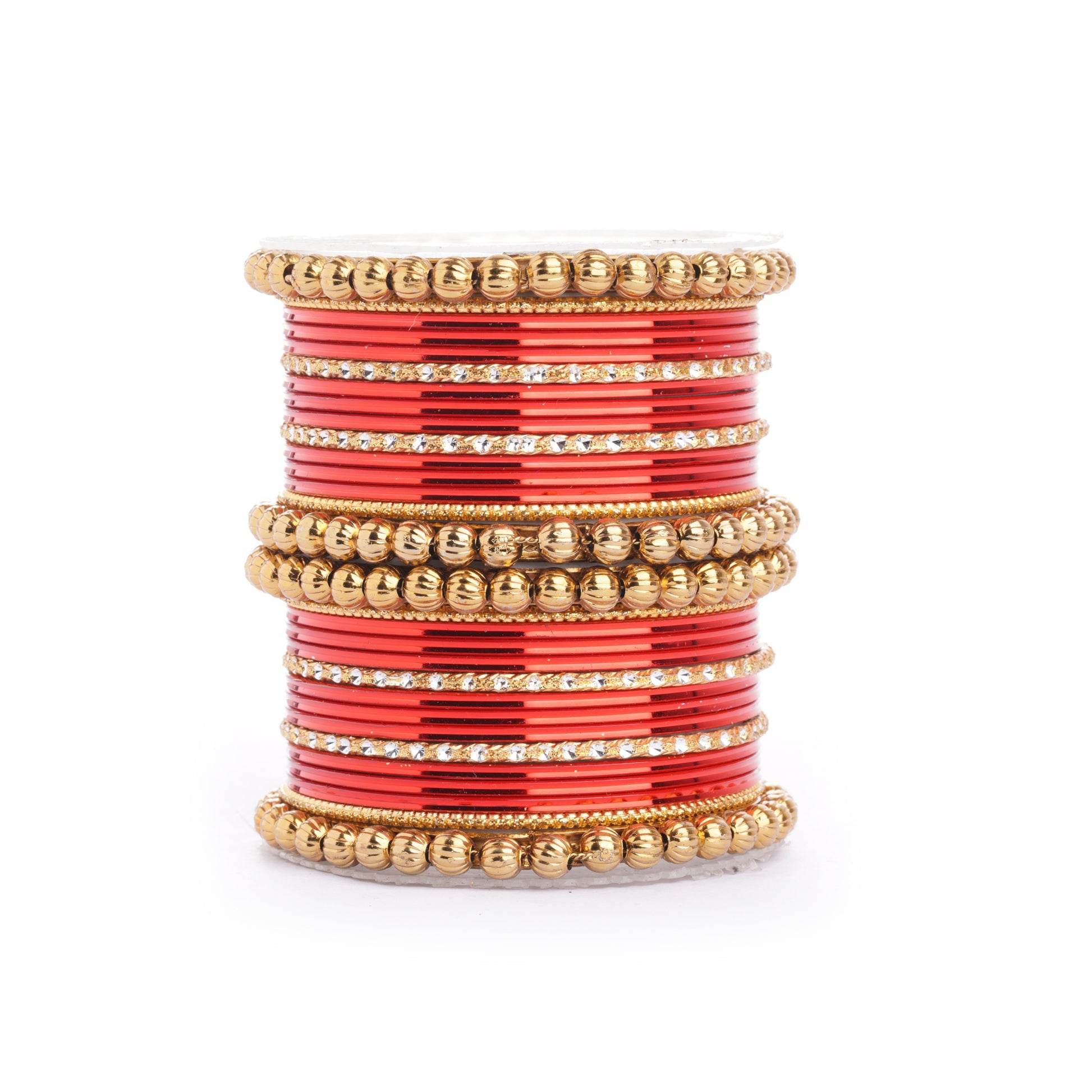 Traditional Indian Bangle Set with Antique Kadas designed for Women Red T4 Jewels