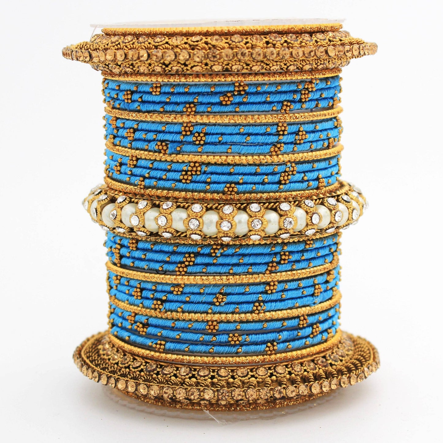 Traditional Thread bangle set with Pearl centre kada by T4 Jewels Firozi T4 Jewels