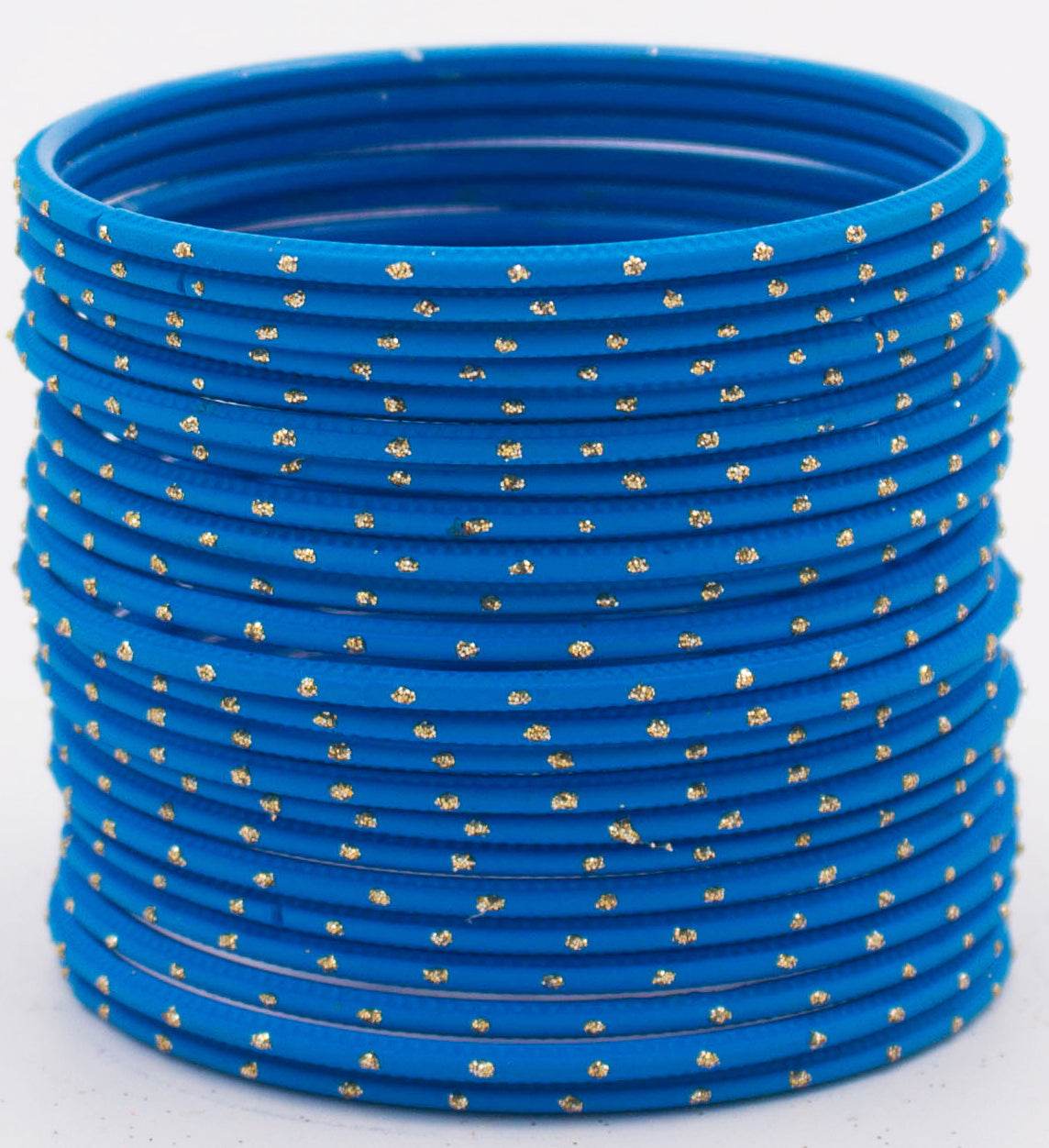 Set of 24 Plain Matte Textured Metal Bangles By T4 Jewels Firozi T4 Jewels