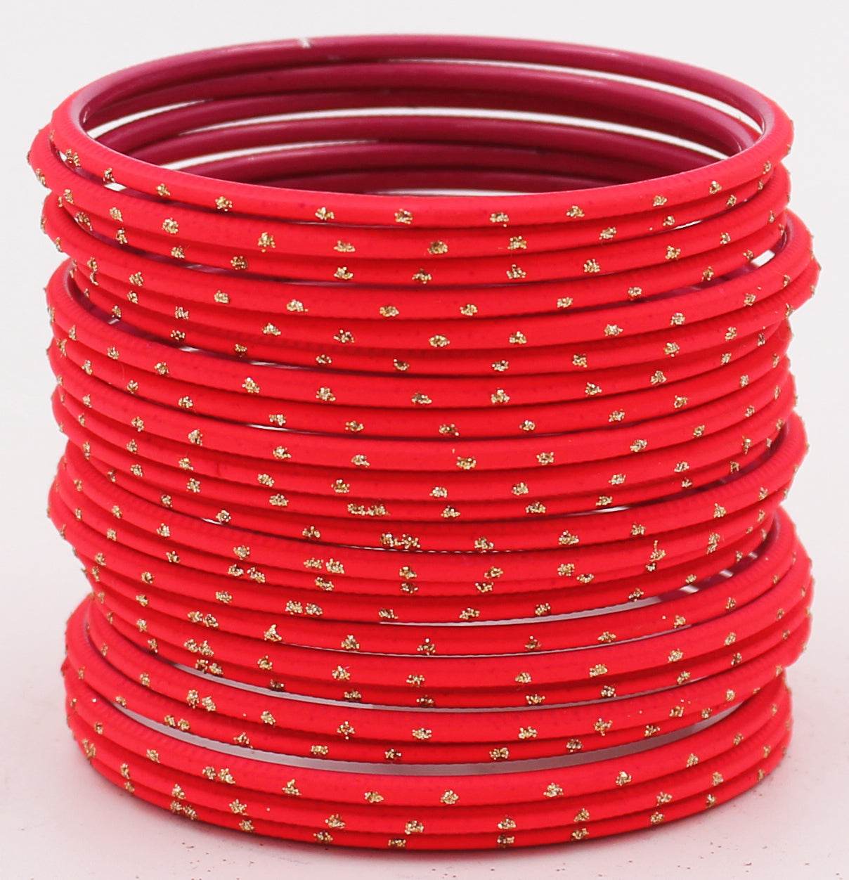 Set of 24 Plain Matte Textured Metal Bangles By T4 Jewels Gajri T4 Jewels
