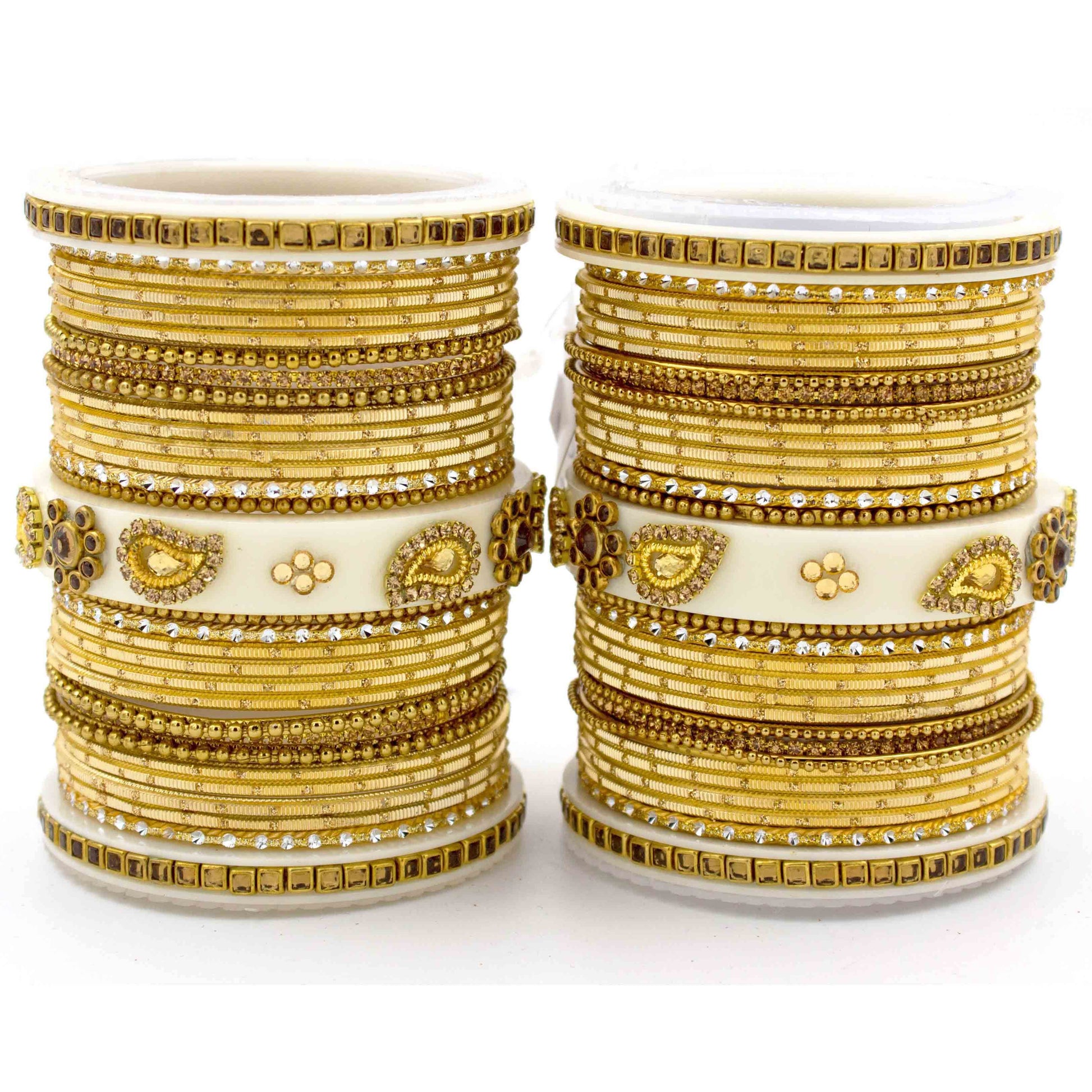 Traditonal Bridal Bangle set with golden dotted design Golden T4 Jewels