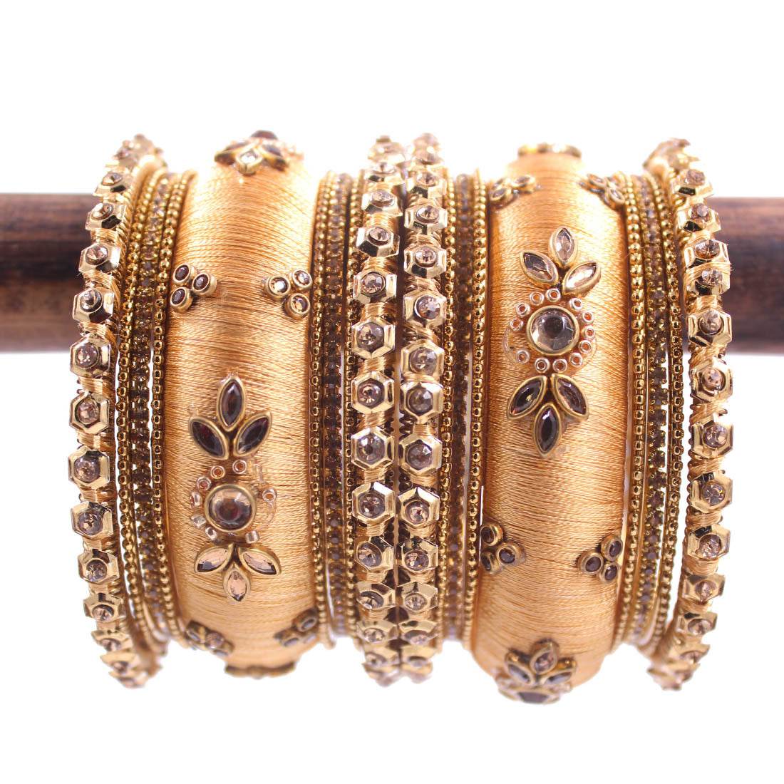 Traditional Thread Bangle set for Both hands by T4 Jewels Golden T4 Jewels