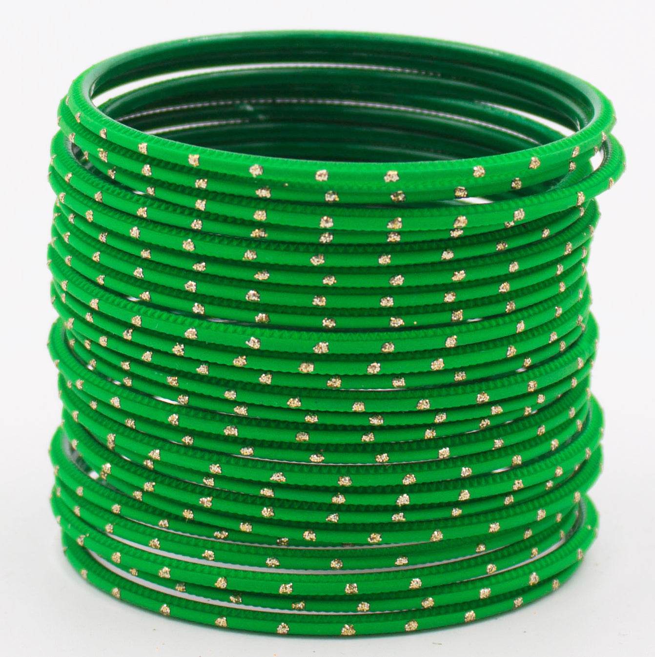 Set of 24 Plain Matte Textured Metal Bangles By T4 Jewels Green T4 Jewels
